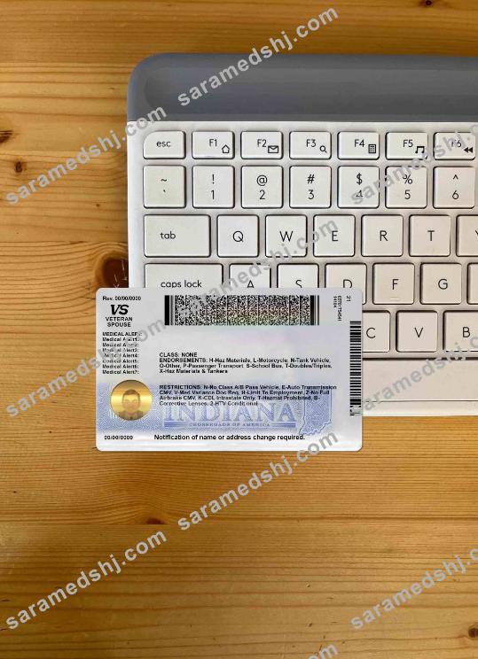 USA Indiana driving (operator) license template in PSD format (2019 – present) photolook BACK